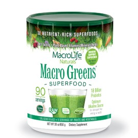 MacroLife Macro Greens Powder 38 Superfood Probiotics Antioxidants Digestive Enzymes & Adaptogen Supplement - Daily Super Green Juice & Smoothie Mix - Non-GMO Vegan Gluten-Free - 30 oz (90 Servings)