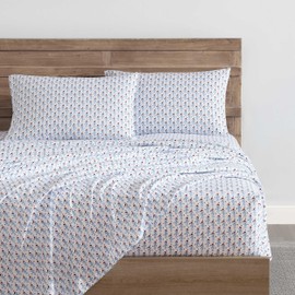 Nautica - Queen Sheet Set, Brushed Flannel Bedding Set, Soft & Cozy Home Decor, Oeko-Tex Certified (Holiday Seahorse Blue, Queen)