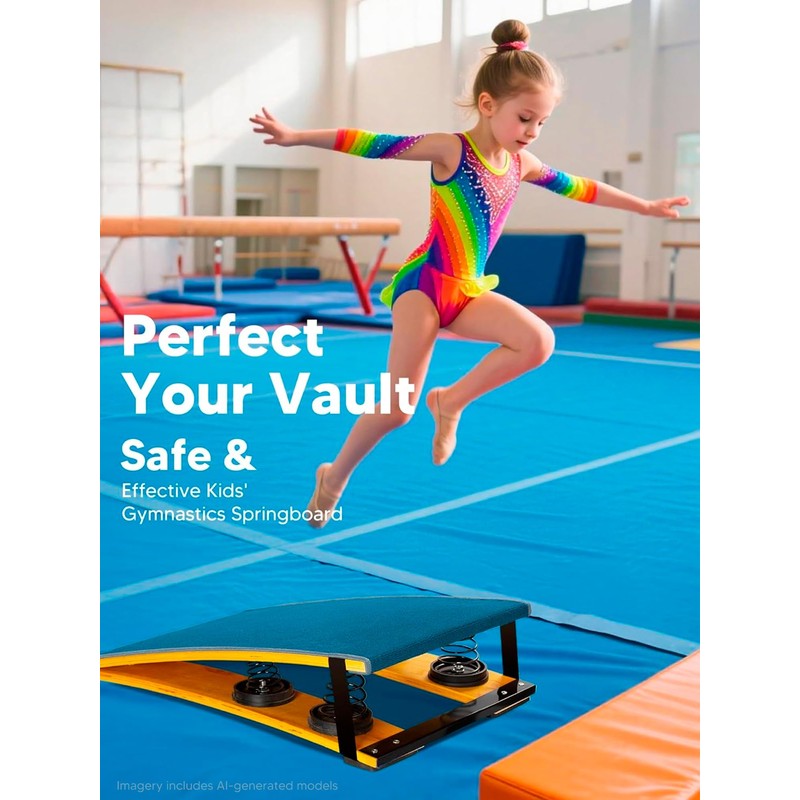 Duseu Gymnastics Springboard, 4 Springs Vault Training Board, Blue