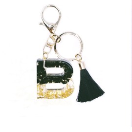 jtkdxqs Letter A-Z Keychain Black Tassel Key Ring Crystal for Women Backpack Handbags Cute Pendant,Letter B