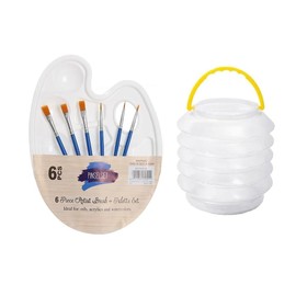 Paint Brush Set Collapsible, Portable Paint Brush Holder and palette, Plastic Reusable Washing Bucket for Watercolor Painting, Paint Tray Palette for Acrylic Painting, Water Color Paintbrushes.