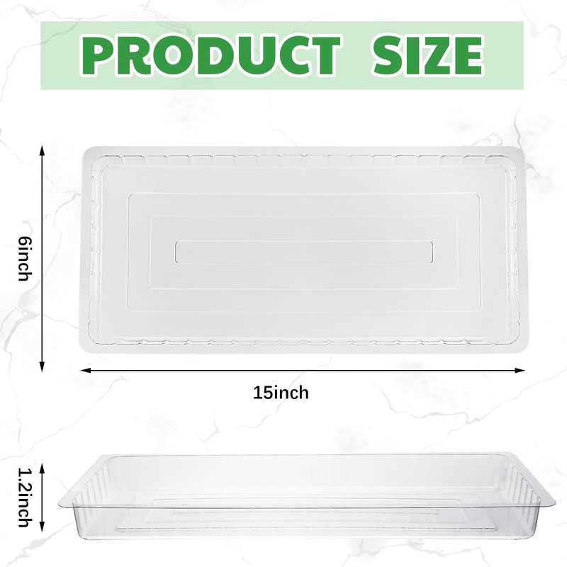 SiliFine 20 Pcs Clear Plastic Plant Saucer Rectangular Plant Drip