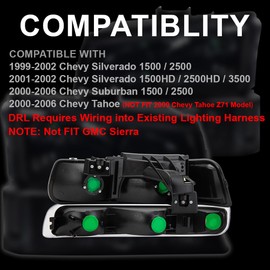CHEDA LED DRL Headlight Turn Signal Lamp Fit Chevy Silverado 1500/2500 99-02 / Suburban 1500/2500/Tahoe 00-06(Clear lens Black Housing Clear Reflector)