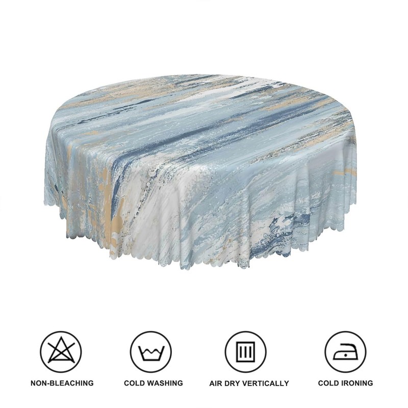 TTQYFNM Modern Aesthetic Stripe Round Tablecloth 60 Inch Gray Blue