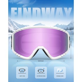 Findway Ski Goggles, Skiing Goggles For Snowboard Jet Snow, For Women Men Youth Teen OTG Over Helmet Compatible, Anti-fog 100% UV Protection, Anti-glare Ski Goggles