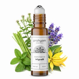 PRAHYAM Roll On Aceites Esenciales de Aromaterapia para Migraine Relief Migralif - 10 ml - Con Esencias Florales de Bach - Aroma 100% Natural y Calidad Premium