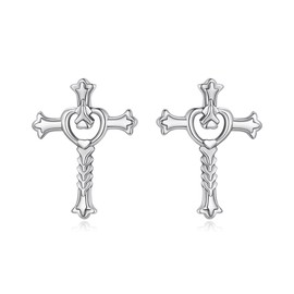 Stylish Cross Earrings for Women Men Dainty S925 Sterling Silver Cross Stud Earring Hypoallergenic Lightweight Design Minimalist Simple Small Earrings Religious Jewelry for Her