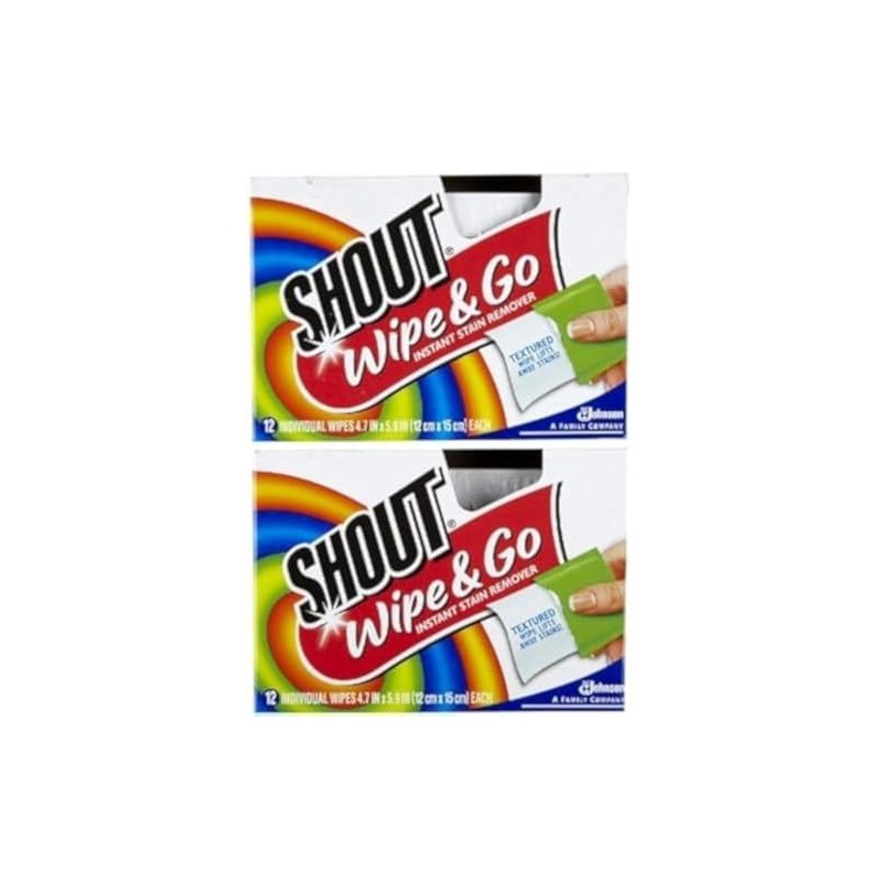 Shout Stain Remover Wipes, 12 Count (Pack of 2)