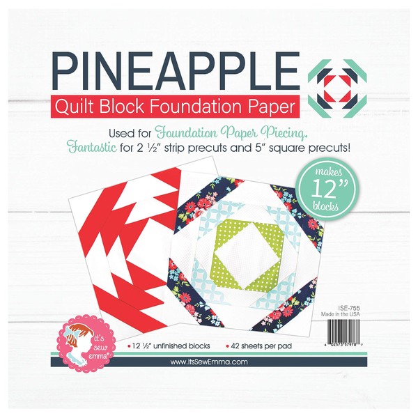 It's Sew Emma Quilt Block Foundation Paper-12 Pineapple, Multicolored