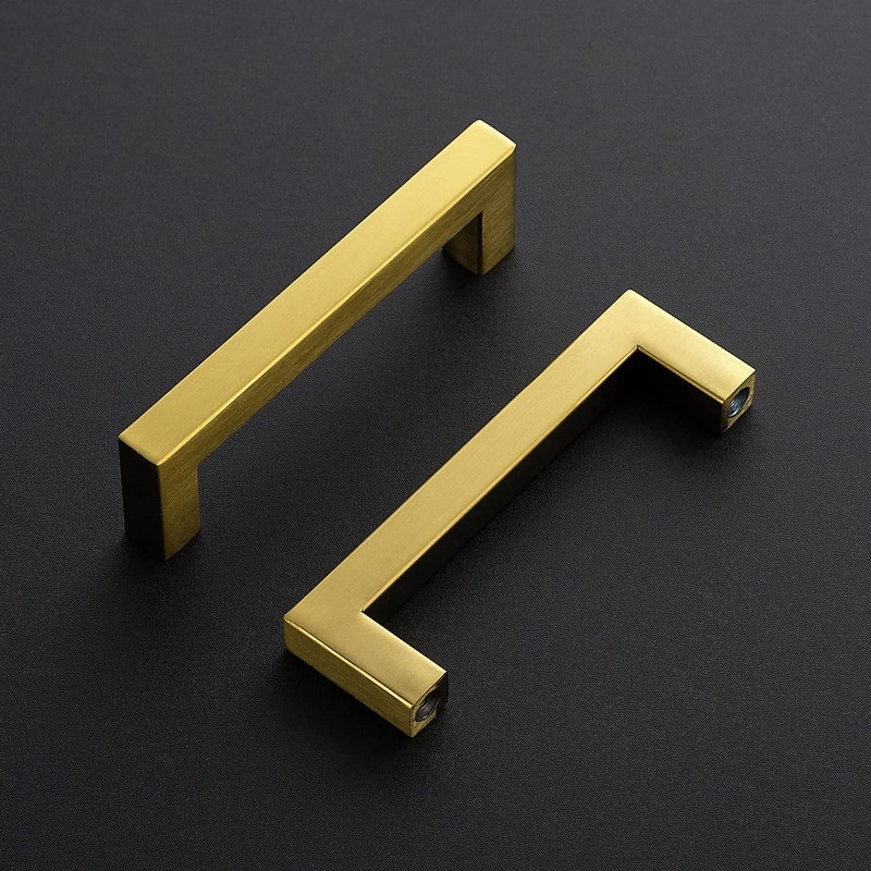 Ravinte 10 Pack 4 Inch Square Cabinet Handles Brushed Brass