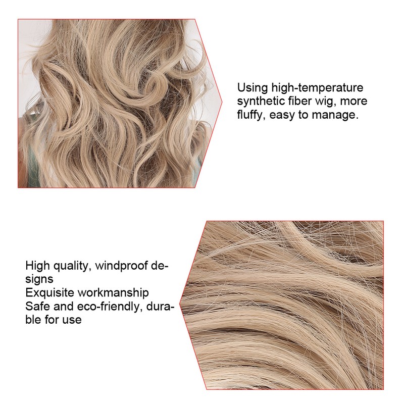 Women Long Wavy Light Blonde Wig Lady Fashionable Cosplay Party