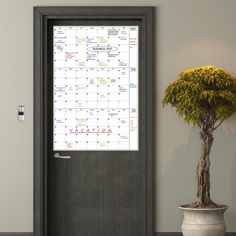 Dry Erase Wall Calendar 3 Month Calendar - Blank Undated