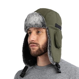 HunterBee Womens Ladies Waterproof Winter Bomber Ushanka Russian Hat Eskimo Fur Hunting Skiing Trapper Trooper Hats with Ear Flaps Aviator Warm Snow Green