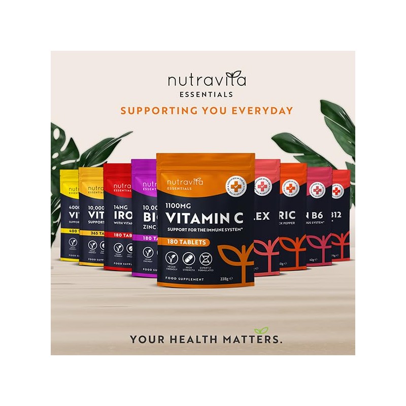 Nutravita Vitamin C Tablets 1100mg – 180 Premium Vegan and
