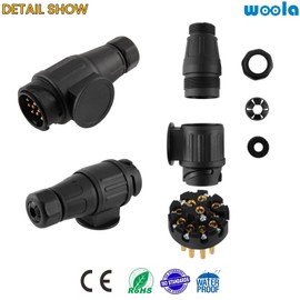 Woola 13 Pin Trailer Plug with Parking Protect Cover,12V 13 Pin Towing Plug Caravan Plug Male for Trailer RV