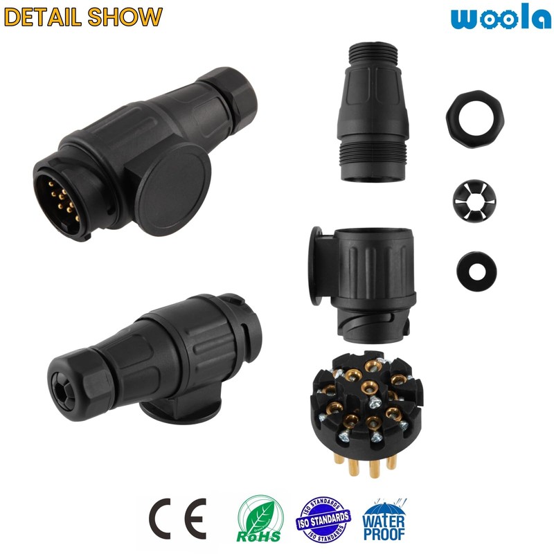 Woola 13 Pin Trailer Plug with Parking Protect Cover,12V 13