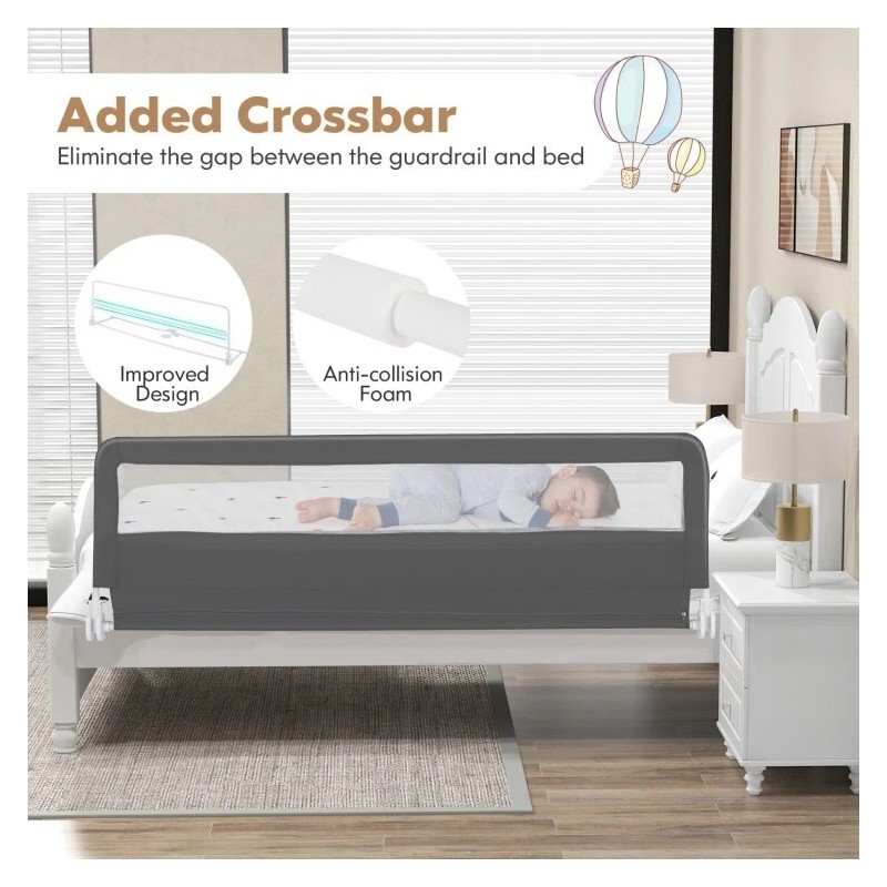 Costway 71" Foldable Adjustable Extra Long Bed Rail Guard Bed