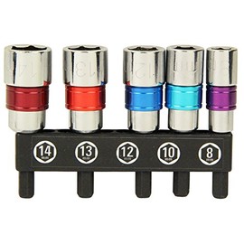 E-Value Electric Dollar Short Socket 5 Pack 8, 10, 12, 13, 14mm