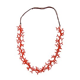 collezione alessandro Toni Long Necklace with Cotton Cord and Glass Beads in Coral Look, Glass, Glass beads