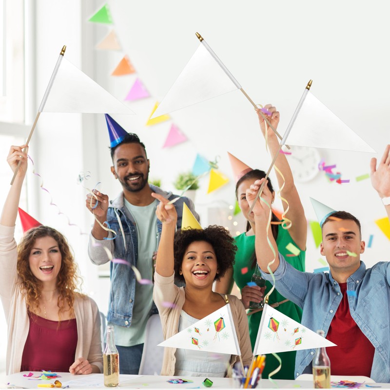 WEITBF 12Pcs 8×12 Inch Solid White Pennant Flags Small Blank