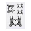 4 x 'Skeleton Hands Heart Sign' Temporary Tattoos - Water