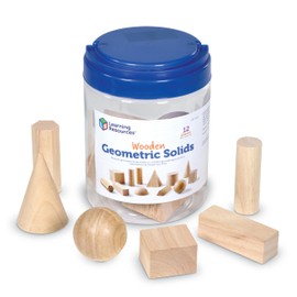 Learning Resources Geometric Solids, Wooden Shapes, Set of 12 Geometric Shapes, Ages 6+