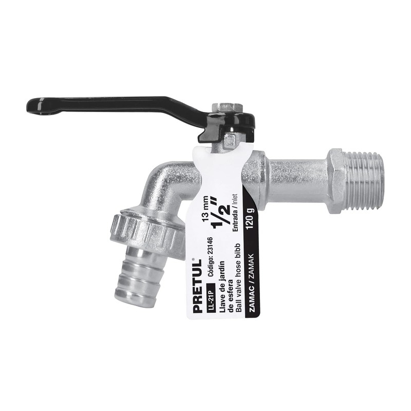 Pretul LL-21P, Llave de esfera con recubierto de niquel, 1/2"