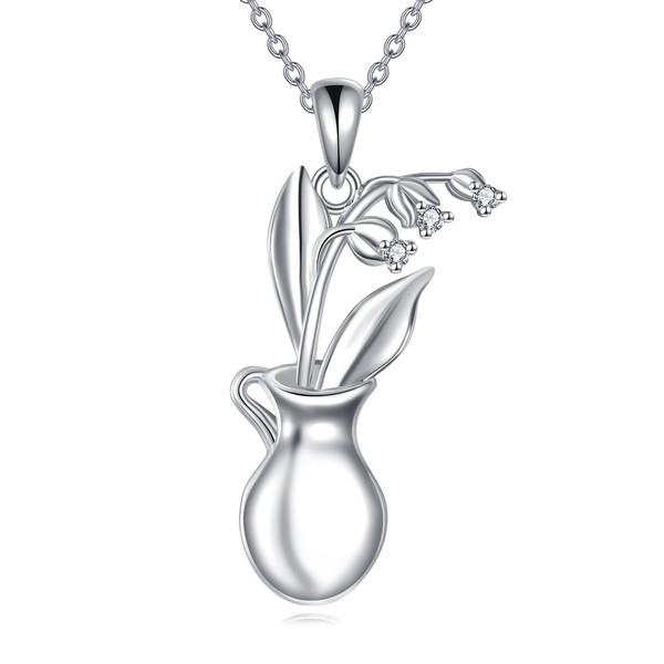 VONALA Lily of the Valley 925 Sterling Silver Necklace Dainty