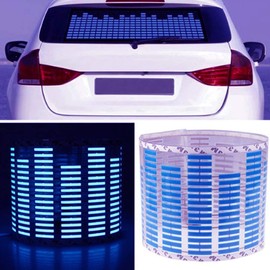 WONFAST - Pegatina de sonido con ritmo de música activada para coche, ecualizador, ritmo azul, cubeta azul, luz LED, lámpara de ritmo de voz de audio, 90 x 25 cm