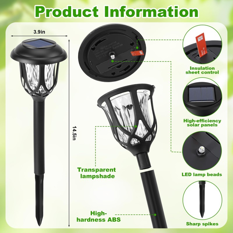 Tuanse 20 Pcs Solar Outdoor Garden Pathway LED Lights Bulk