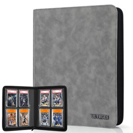 ULTRGEE Graded Card Binder, Storage Binder for Graded Cards - 4 Slot, PSA Card Display Album compatible with PSA/CGC/PCG Slabs, Holds 40 Graded Cards (Grey)