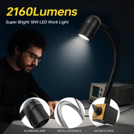 New Magnetic Lamp, 18W Magnetic Lathe Machine Light, 2160 Lumens Flexible Work Light for CNC Milling Machine Drill Press Lighting (magnet base)