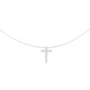 IzuBizu London Womens Cross Pendant Choker Transparent Fishing Line Invisible