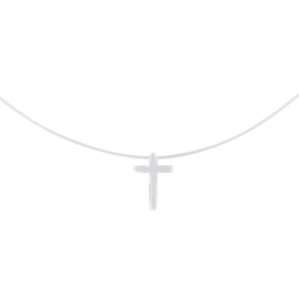IzuBizu London Womens Cross Pendant Choker Transparent Fishing Line Invisible Chain Necklace Birthday Party Celebration Mother's Day Jewellery