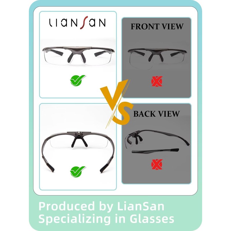 LianSan Flipped Up Reading Glasses for Men Durable Magnifying Readers