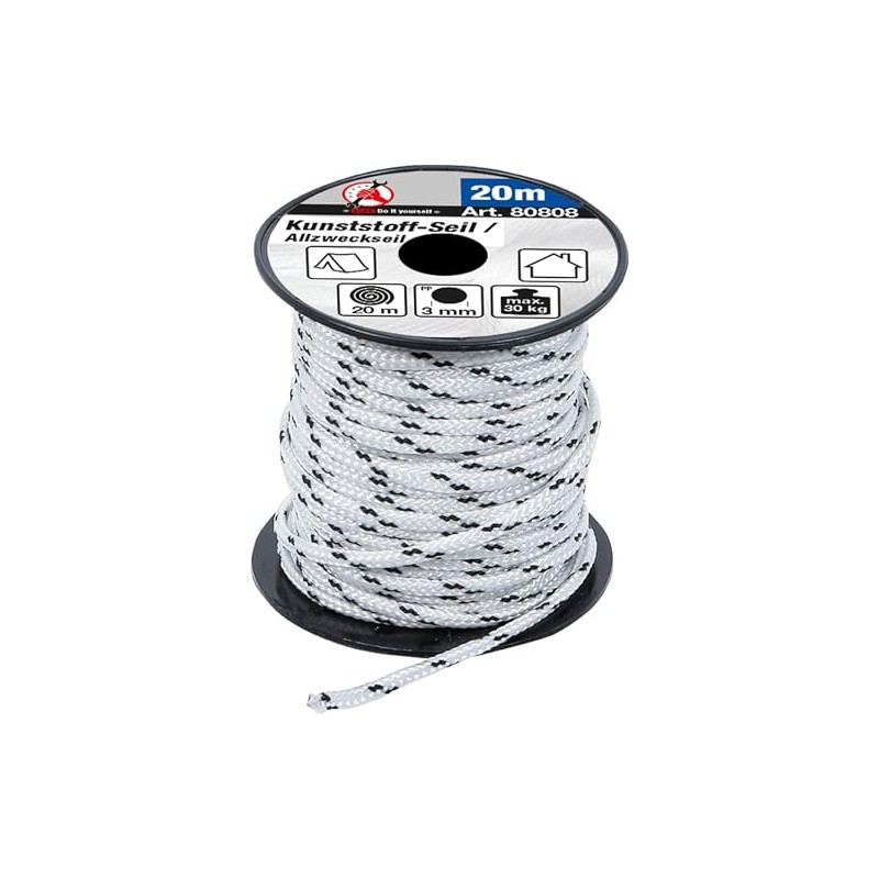 BGS DIY 80808 Plastic Rope/All-Purpose Rope 3 mm x 20