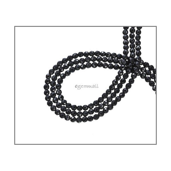 15.5" Black Onyx Faceted Round Seed Beads 2mm #58059