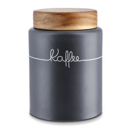 Storage Jars Set Ceramic Anthracite Wood Lid Coffee Container Potato Box Onion, coffee