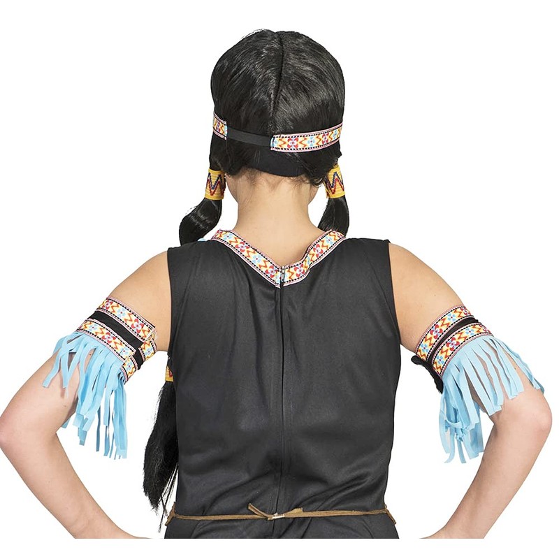Generique - Indian costume with blue fringes for women Medium