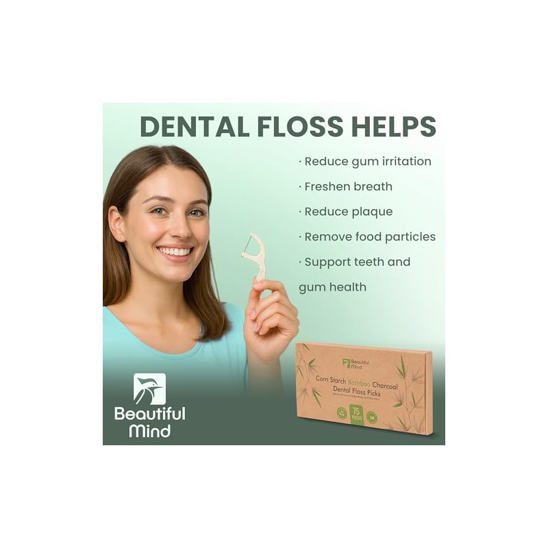Beautiful Mind Púas de hilo dental ecológicas para limpieza de