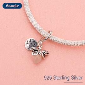 Amuefer Firefly-You light yo my life Charms for Bracelets 925 Sterling Silver with Cubic Zirconia Dangle for Necklaces Spring Easter Christmas Jewelry Gifts for Women