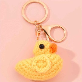 Lefe Liee crochet duck keychain, cute plush animal key chain for backpacks, bag accessories charms kawaii duck jewelry gifts