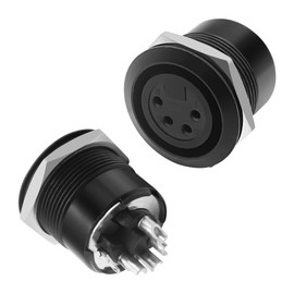 MEIRIYFA 4 Pin XLR Panel Mount Audio Adapter Connector, 2 Pack 4-Pin XLR Female Solder Connection Microphone Mount Plug for Speaker Microphone DMX Equipment (4Pin Female)