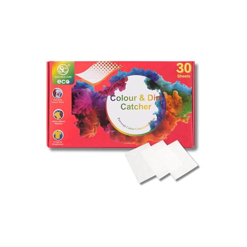 SOLUBLE CARE: Color & Dirt Catcher Laundry Sheets, 30 Sheets