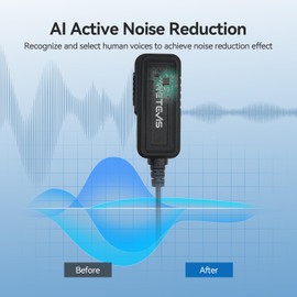 Retevis AI Active Noise Cancelling Walkie Talkie Headset, Rechargeable Earpiece, 2 Pin, for RT22 RT21 H-777, Compatible with Baofeng UV-5R BF-888S Walkie Talkie, 2 Way Radio Headset with Mic(1 Pack)