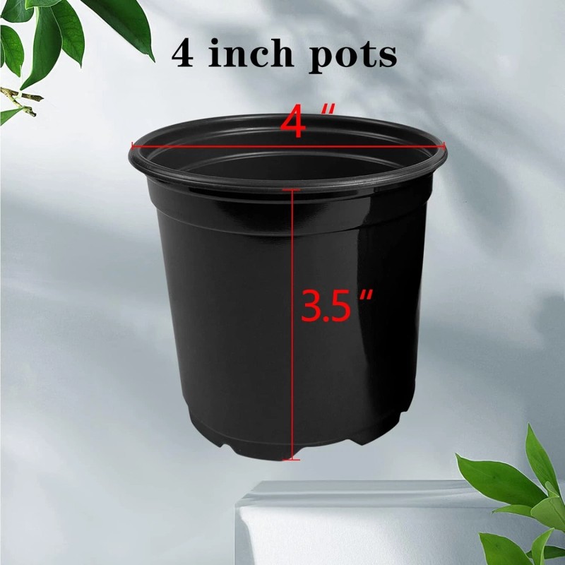 RAOOKIF 100 Pack Black Nursery Pots, 4 Inch Pot for
