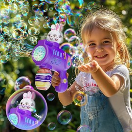 Easter Bunny Bubble Machine, Leak-Proof & Rich Bubble Rabbit Bubble Blower with Easter Element, Portable Bubble Maker Outdoor Perfect Graduation Party Easter Basket Stuffers for Kids