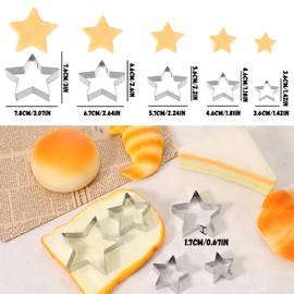 5PCS Star Cookie Cutter Set Stainless Steel Five-Pointed Stars Edge Cookie Cutters Fondant Biscuit Sandwich Cheese Cutter Star Shapes Molds for Cookies, Biscuits, Sandwiches
