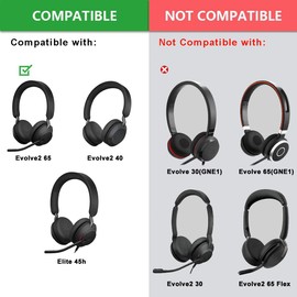 defean Cooling Gel Ear Pads Replacement Cushions Compatible with Jabra Evolve2 65 (Evolve 2 65MS 65UC MS UC)/Evolve2 40 (40UC 40MS USB)/Elite 45h On-Ear Wireless Headset, Comfort Noise Isolation Foam