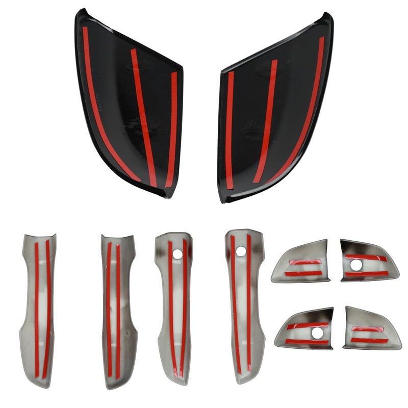 Anlseiod Side Mirror Cover Cap + Door Handle Covers Kit